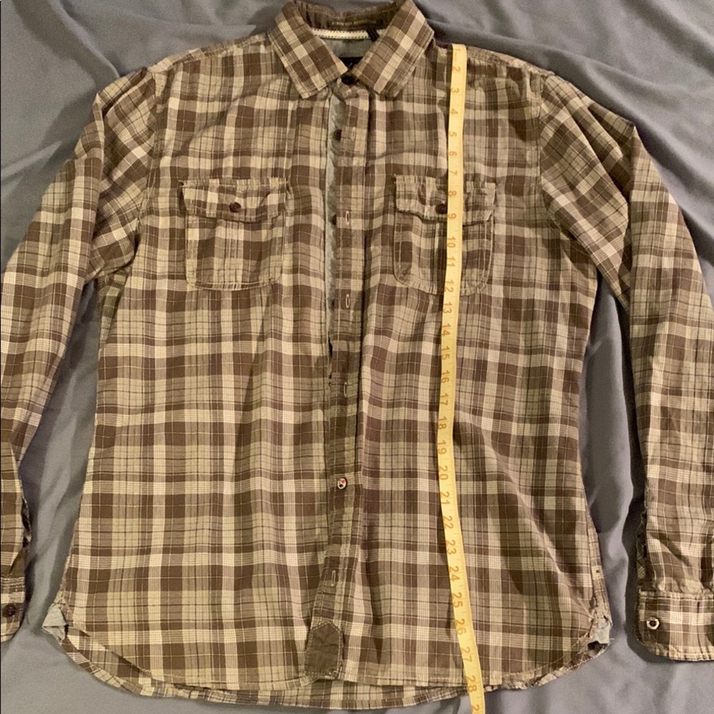 Buffalo David Bitton Men's Plaid Shirt - Brown and Blue in EUC